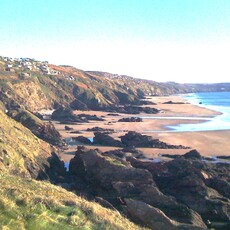 the chalets at Tregonhawke Cliff overlooking the sea